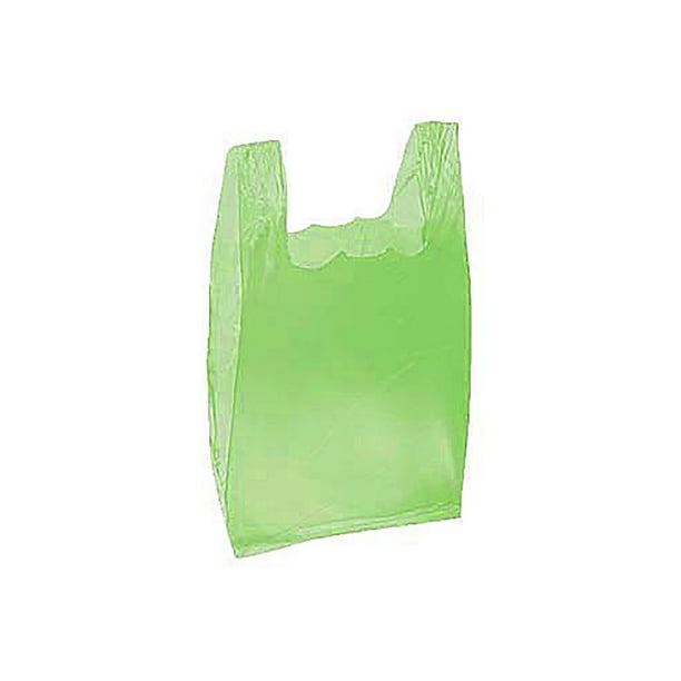 Case of 2,000 8” x 5” x 16” Small Lime Green Plastic T-Shirt Shopping Bags 